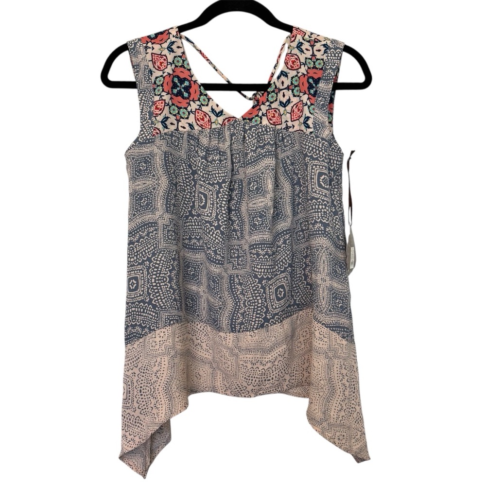 Knox Rose Asymmetrical Boho Tassel‎ Tied Tank Top